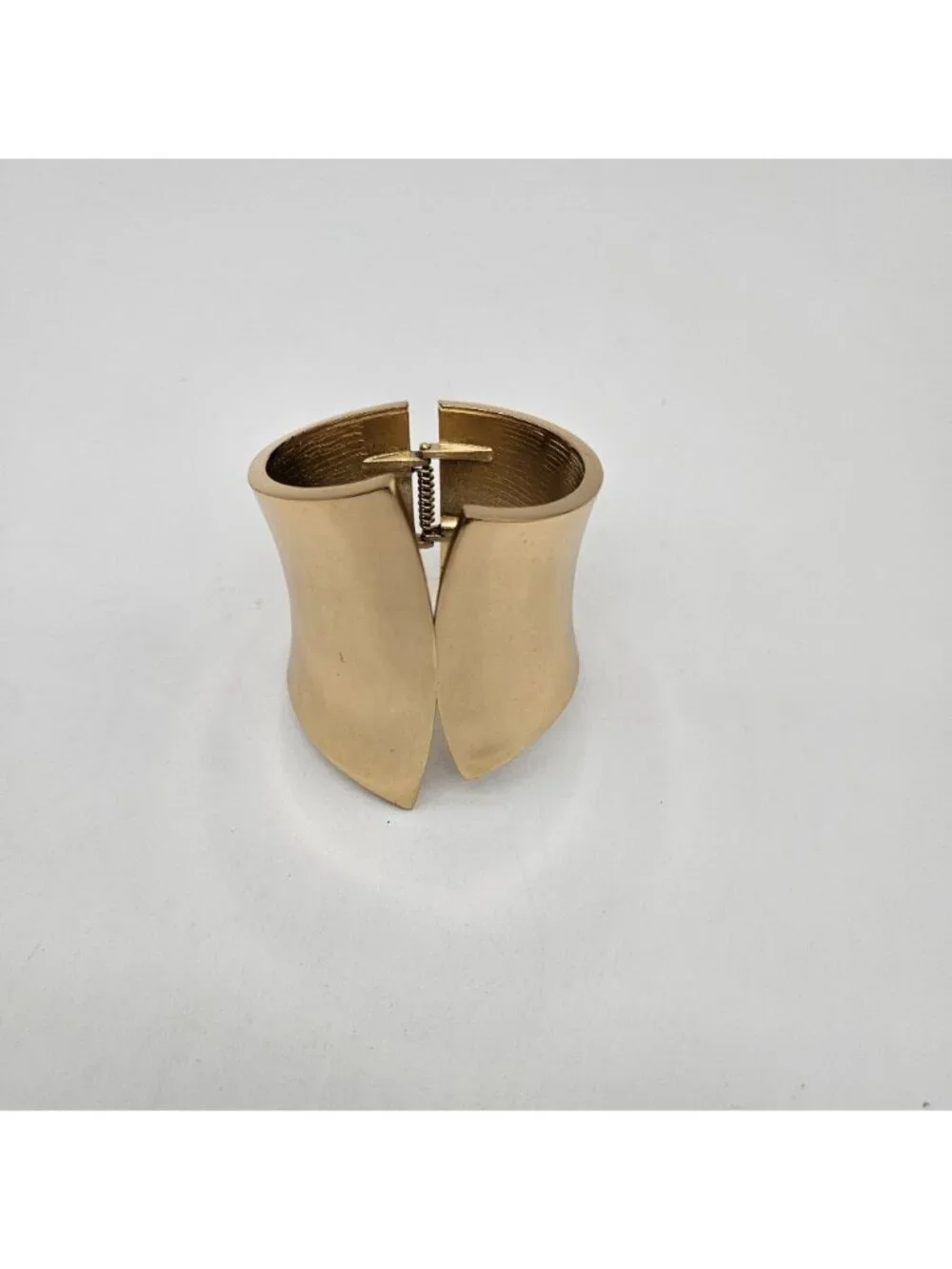 Vintage Gold Tone Wide Off Set Hinge Cuff Bangle Statement 3